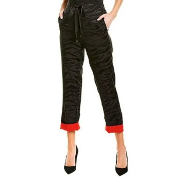 Zadig & Voltaire Pop Jacquard Tigre Silk Pants Black-sz 34 (US XS) - Picture 1 of 15